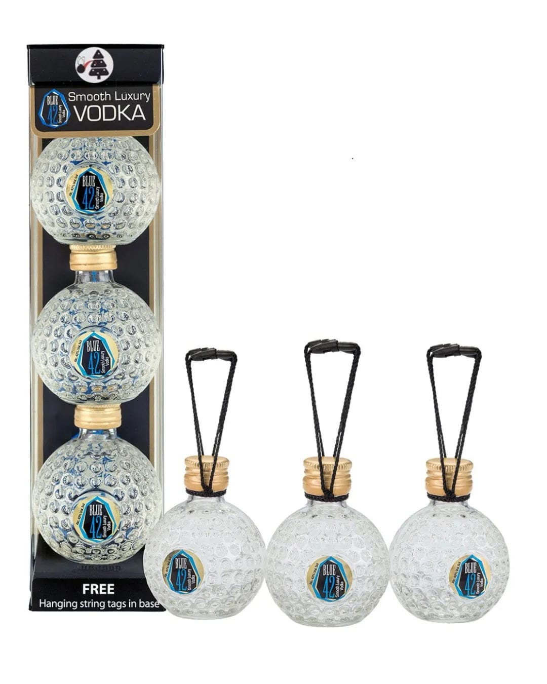 Blue 42 Vodka Festive Hanging Miniature Set, 3 x 5 cl